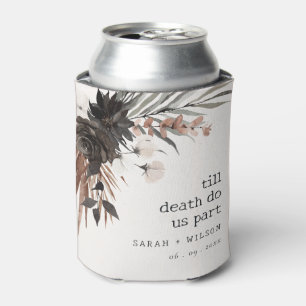Boho Rustic Gothic Rust Black Botanical Wedding Can Cooler