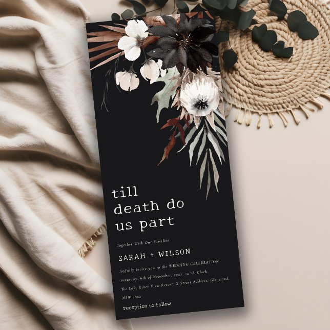 Boho Rustic Gothic Rust Black Botanical Wedding Invitation (Creator Uploaded)