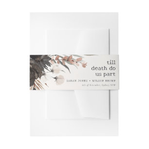 Boho Rustic Gothic Rust Black Botanical Wedding Invitation Belly Band