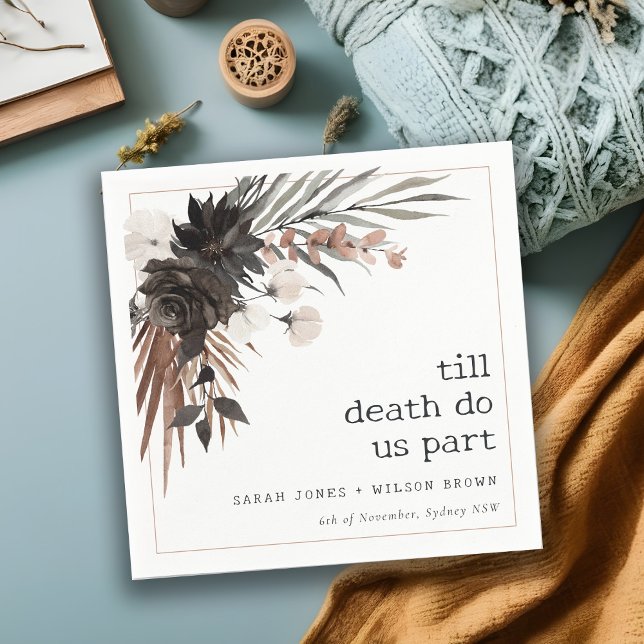 Boho Rustic Gothic Rust Black Botanical Wedding Napkin (Creator Uploaded)