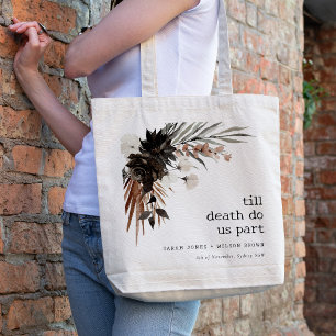 Boho Rustic Gothic Rust Black Botanical Wedding Tote Bag