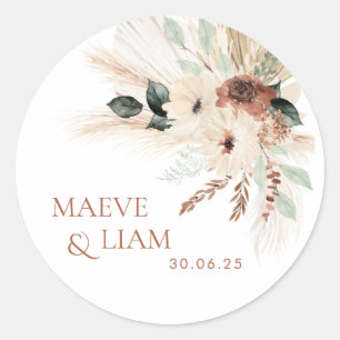 Boho Rustic Green Wedding Favour Tag Sticker Label