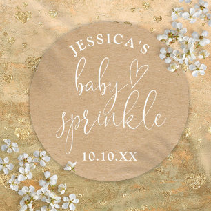 Boho Rustic Kraft Baby Sprinkle Shower Favour Classic Round Sticker