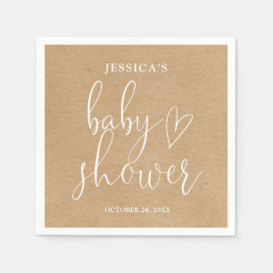 Boho Rustic Kraft Gender Neutral Baby Shower Napkin