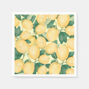 Boho Rustic Lemons and Greenery Summer Party Napkin