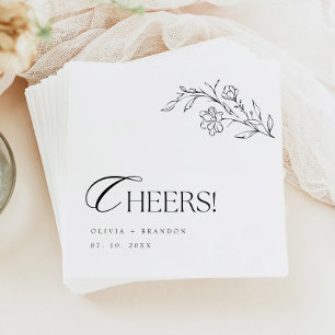Boho Rustic Modern Minimalist Cheers Wedding Napkin