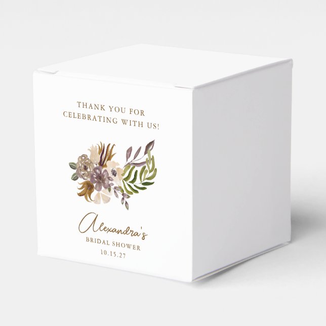 Boho Rustic Nature Botanical Custom Bridal Shower Favour Box (Front Side)