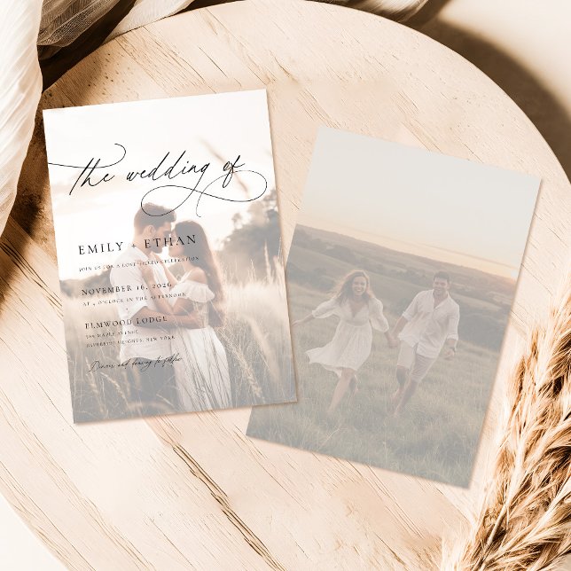 Boho Rustic Overlay Photo Wedding Invitation (Creator Uploaded)