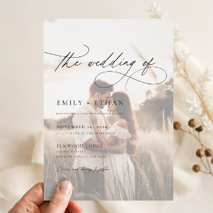 Boho Rustic Overlay Photo Wedding Vellum Invitations