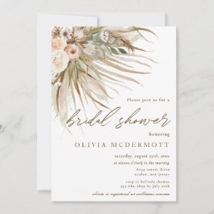 Boho Rustic Pampas Grass Floral Bridal Shower Invi Invitation