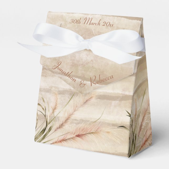 Boho rustic Pampas Grass Wedding Favor Box (Front Side)