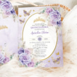 Boho Rustic Pampas Purple Lilac Floral Quinceañera Invitation<br><div class="desc">Personalise this boho chic Quinceañera invitation with your own wording easily and quickly, simply press the customise it button to further re-arrange and format the style and placement of the text.  Featuring elegant watercolor purple lilac, lavender roses and earthy tone pampas grass. Matching items available in store! (c) The Happy...</div>