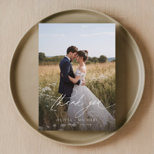 Boho Rustic Photo Wedding Thank You Card