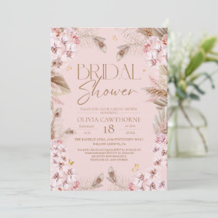 Boho Rustic Pink Bridal Shower Invitation