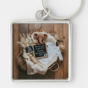 boho rustic pregnancy announcement keepsake  key ring