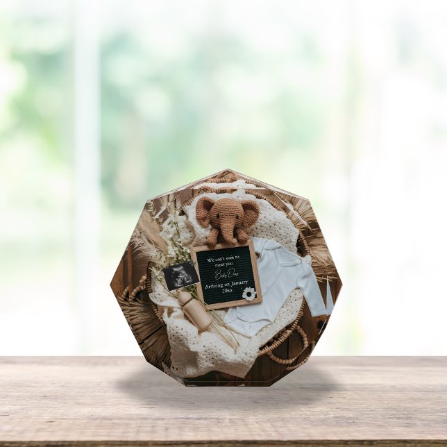 boho rustic pregnancy announcement surprise gift photo block (Creator Uploaded)