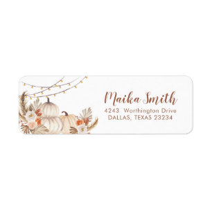 Boho Rustic Pumpkin Fall in Love Address Label