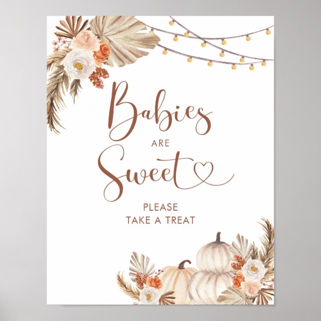 Boho Rustic Pumpkin Fall in Love Babies are Sweet Poster (Front)