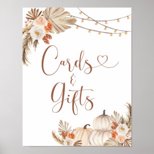 Boho Rustic Pumpkin Fall in Love Cards & Gifts Poster