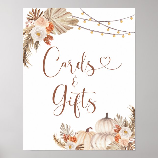 Boho Rustic Pumpkin Fall in Love Cards & Gifts Poster (Front)