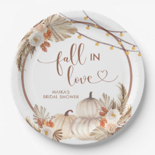 Boho Rustic Pumpkin Fall in Love Paper Plate