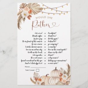 Boho Rustic Pumpkin Fall in Love Would She Rather