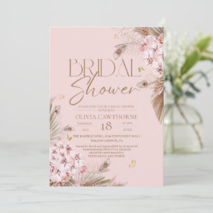 Boho Rustic Rose Pink Bridal Shower Invitation