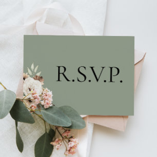 Boho Rustic Sage Green Wedding RSVP Card