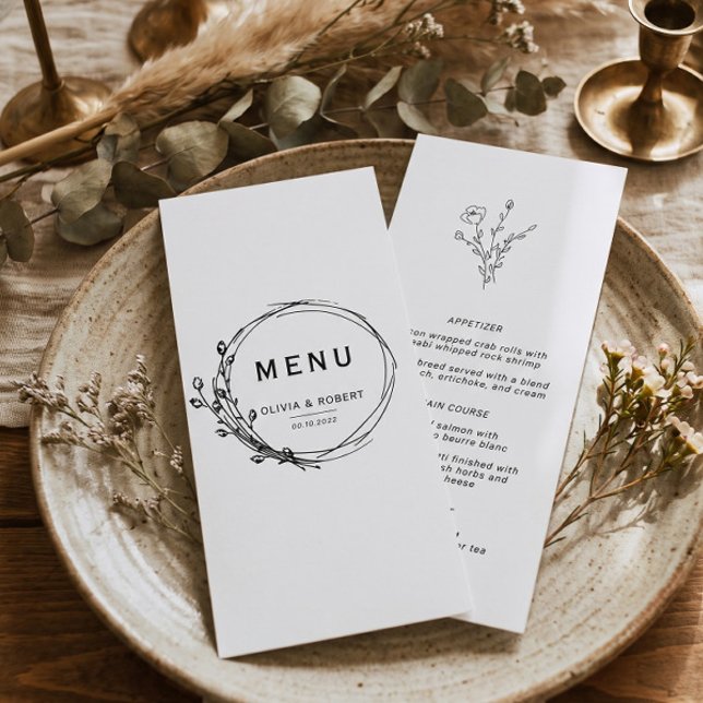 Boho Rustic Style Simple Floral Wedding Menu (Creator Uploaded)