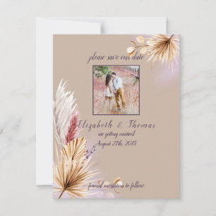 Boho Rustic Summer Pampas Grass Wedding  Save The Date