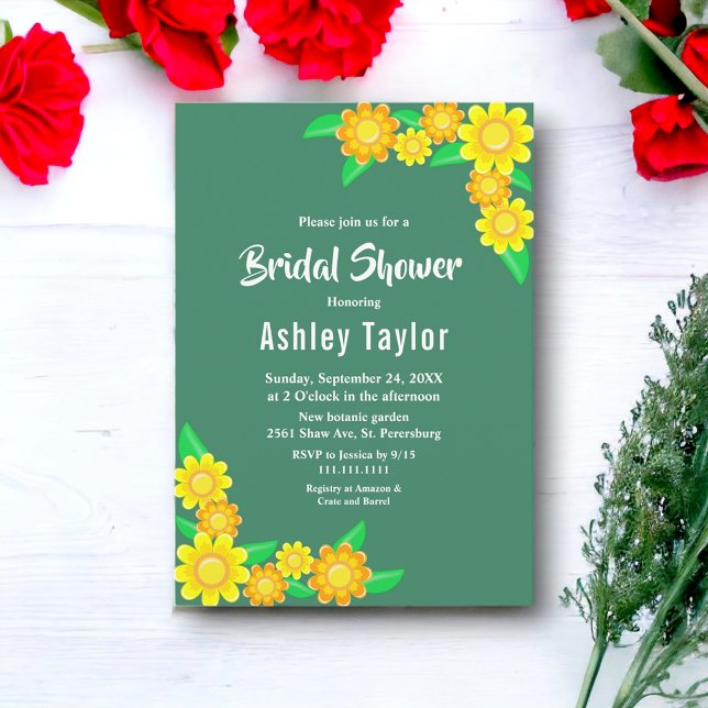 Boho Rustic Sunflower Spring Floral Bridal Shower Invitation (Creator Uploaded)
