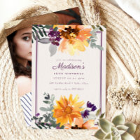 Boho Rustic Sunflower Wildflower Photo Birthday