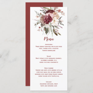 Boho Rustic Terracotta Peach Marsala Wedding Menu