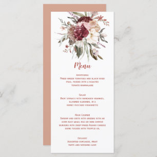Boho Rustic Terracotta Peach Marsala Wedding Menu