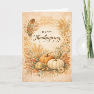 Boho Rustic Thanksgiving Pumpkin Harvest  Card