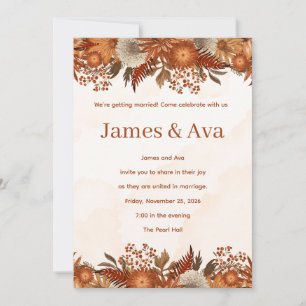 Boho Rustic Theme wedding Invitation