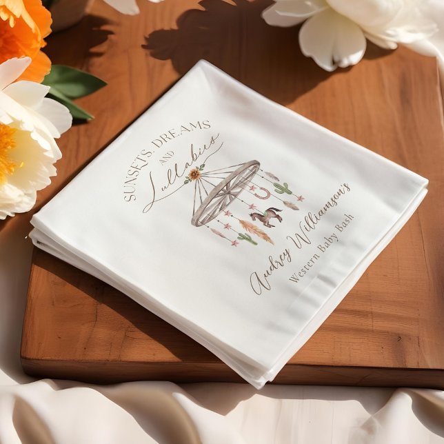 Boho Rustic Wagon Wheel Mobile Western Baby Shower Napkin (Boho Rustic Wagon Wheel Mobile Western Baby Shower Napkins)