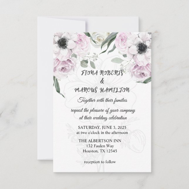 Boho Rustic Wedding Invitation – Elegant Floral  (Front)