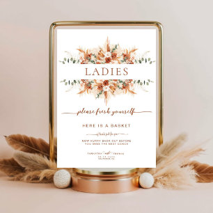 Boho Rustic Wedding Ladies Bathroom Basket Poster