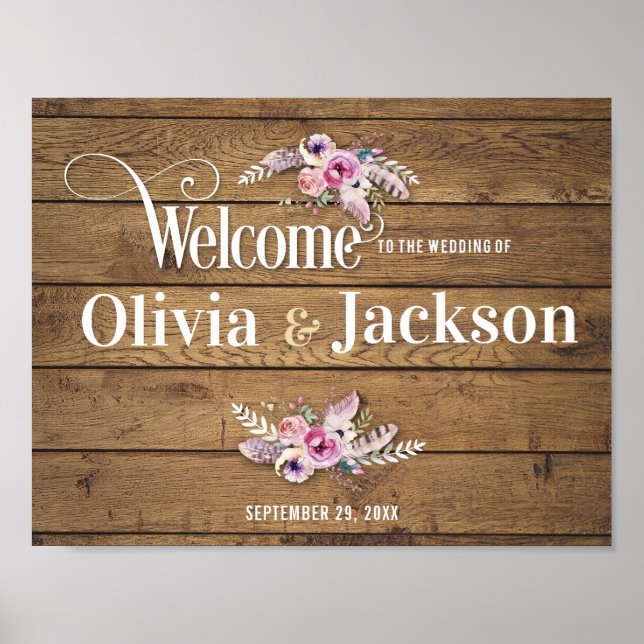 Boho Rustic Wedding Sign (Front)