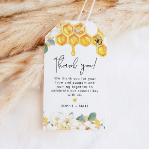 Boho Rustic White Floral Honey Bumble Bee Gift Tags
