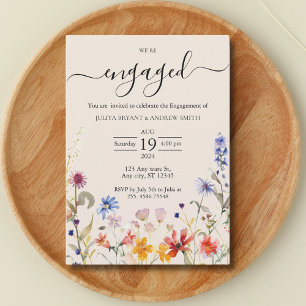 Boho rustic wildflower engagement party invitation