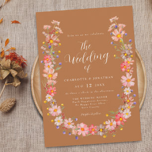 Boho Rustic Wildflower Fall Wedding Invitation