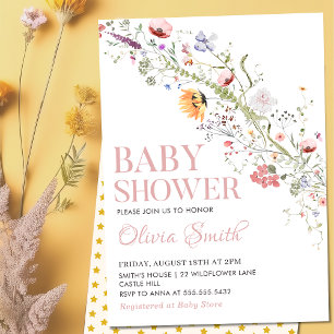 Boho Rustic Wildflower Floral Baby Shower Invitation