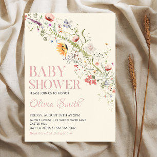 Boho Rustic Wildflower Floral Baby Shower Invitation
