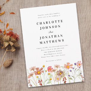 Boho Rustic Wildflower Floral  Invitation
