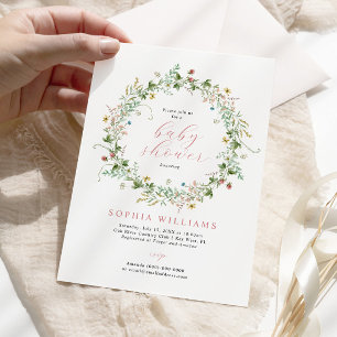 Boho Rustic Wildflowers Baby Shower Invitation