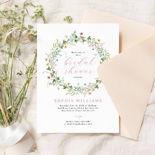 Boho Rustic Wildflowers Bridal Shower Invitation