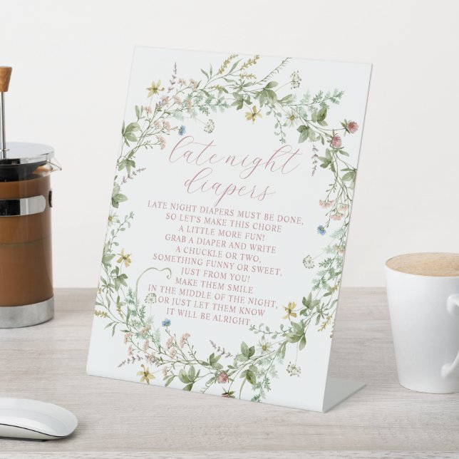 Boho Rustic Wildflowers Late Night Diapers Sign (In SItu)