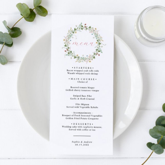 Boho Rustic Wildflowers Wedding Menu (Creator Uploaded)